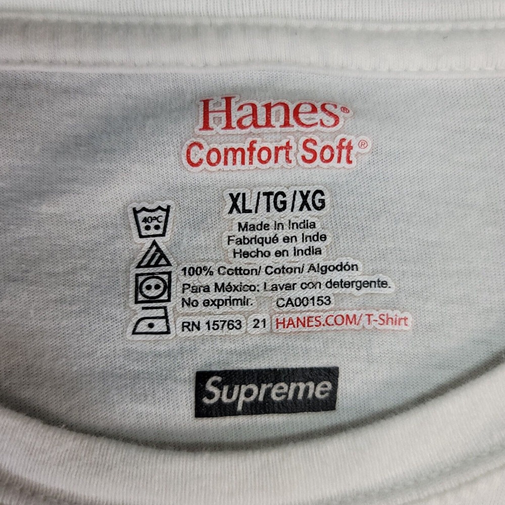 Supreme Hanes Classic Tagless Crewneck Mini Box Logo White T-Shirt Sz XL - Picture 4 of 8